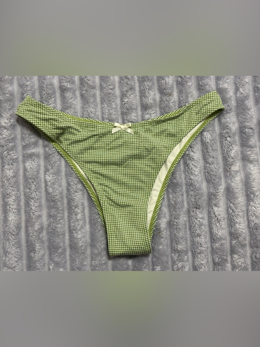 Green Gingham Bikini Bottom with Bow - Women Swim